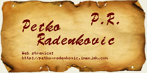 Petko Radenković vizit kartica